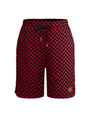 Herringbone Pattern Breathable Stretch Five Points Shorts