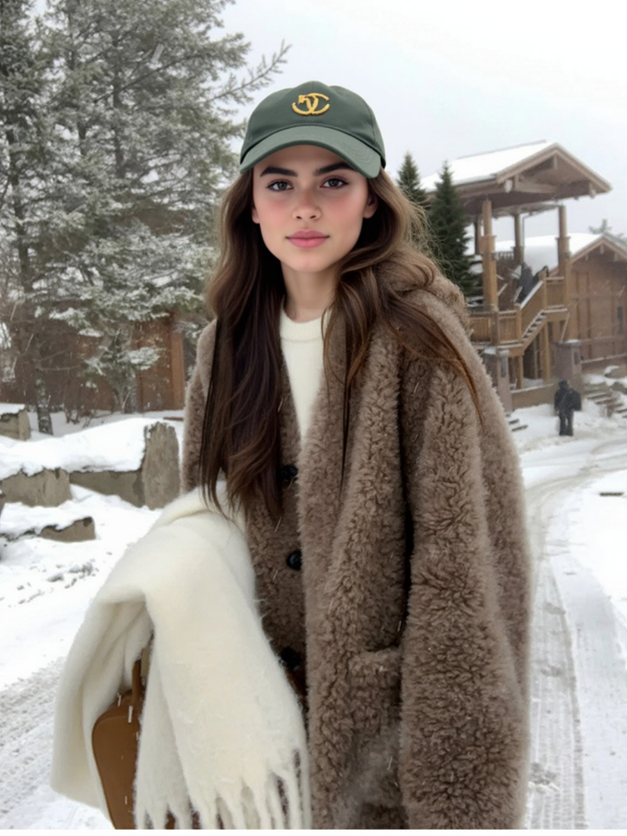 Lambswool V-neck Fur Fleece Lined Cotton-padded Jacket