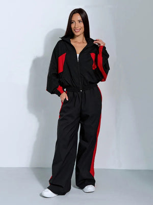Liber Autumn women's contrast color jacket long sleeve two piece suit