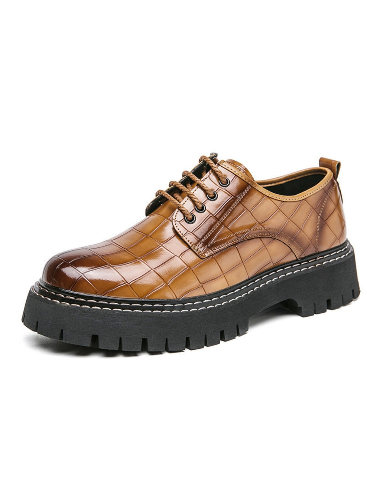 Elegante Business-Schuhe mit Used-Look-Steinmuster und dicken Sohlen