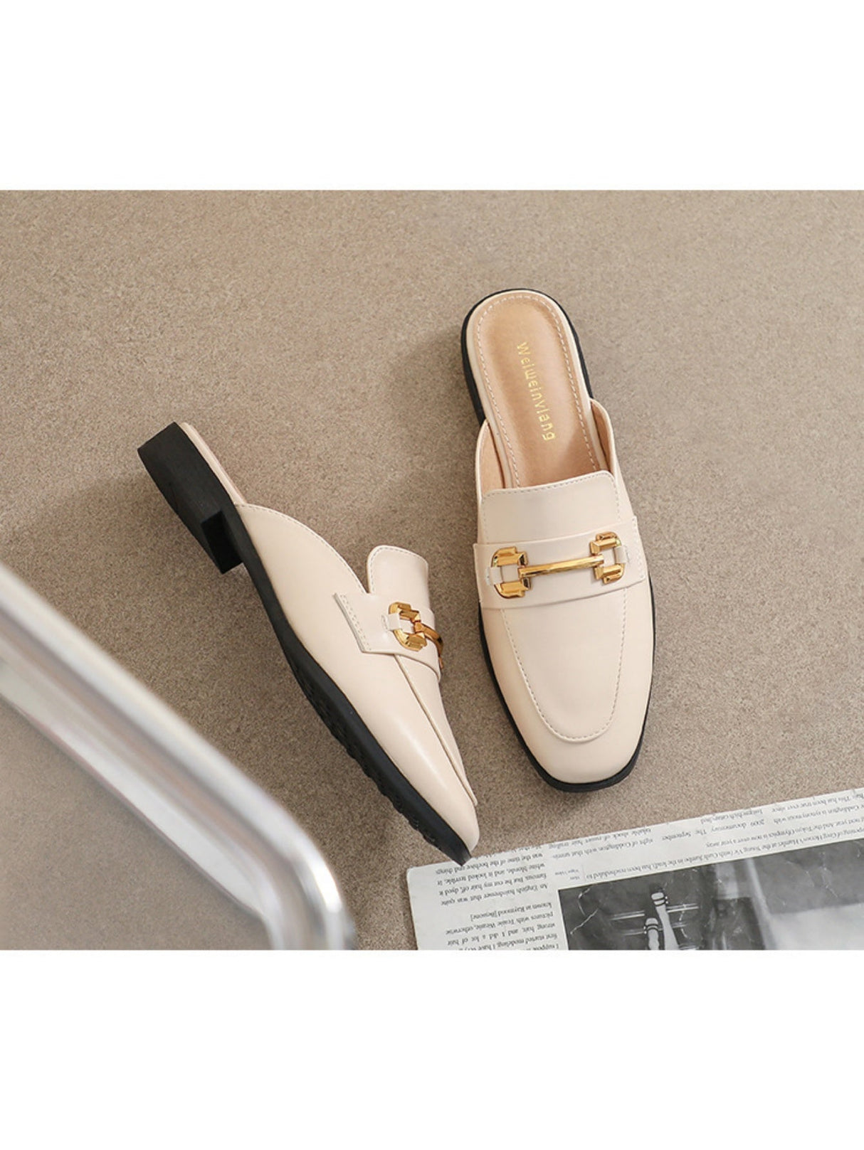 Liber Spring and Autumn Metal Buckle Holster Ladies Flat Shoes