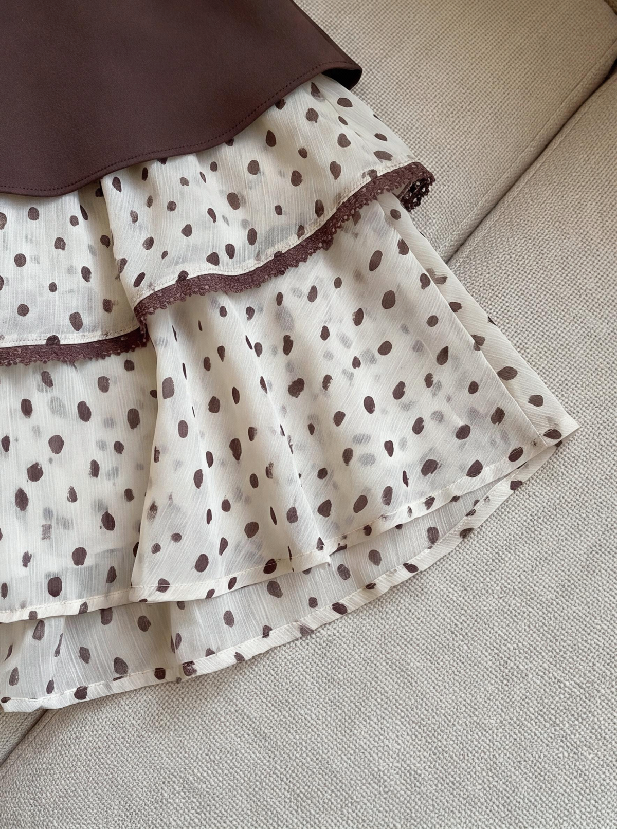 Korean Style Preppy Polka Dot Dress Two-piece Set
