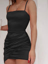 Gathering Camisoles Satin Formal Dress Mini&Short Dresses