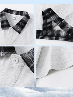 Layered-look Patchwork Plaid POLO Shirt