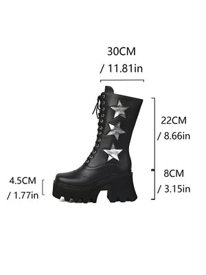 Five-star Punk Platform Mid-calf Boots
