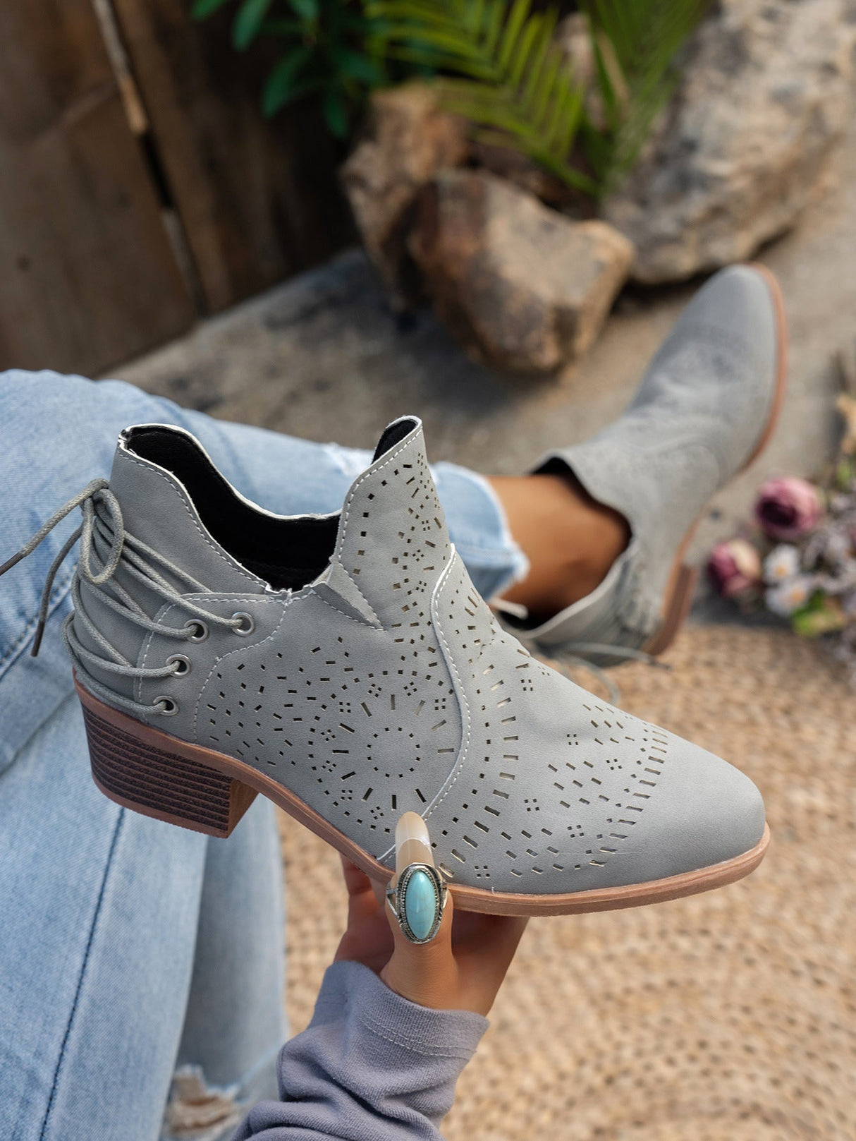 Hollowed-out Open-toe Women's Boots