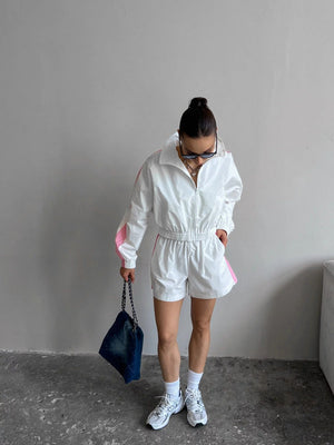 Liber Autumn women's contrast color block jacket long sleeve two piece suit