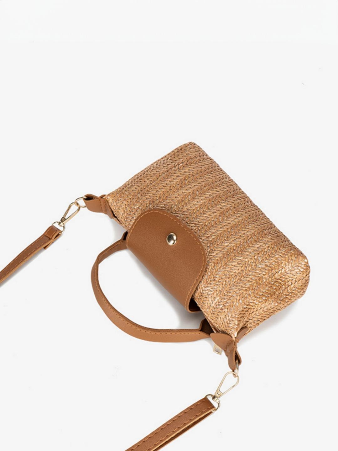 Vacation Patchwork Straw Crossbody Bag