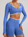 Seamless Faux Two-Piece Exercise And Fitness Yoga Long-sleeved Top