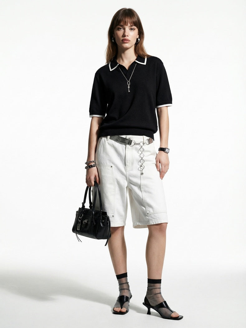Old Money Style Color-blocked Leisure Polo Shirts