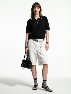 Old Money Style Color-blocked Leisure Polo Shirts