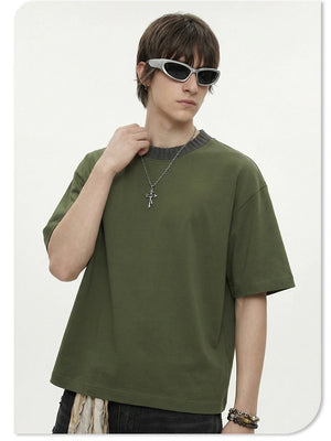 Color-blocked Cropped T-shirt