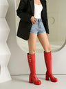 Platform Chunky Heeled Riding Boots With Side Zipper