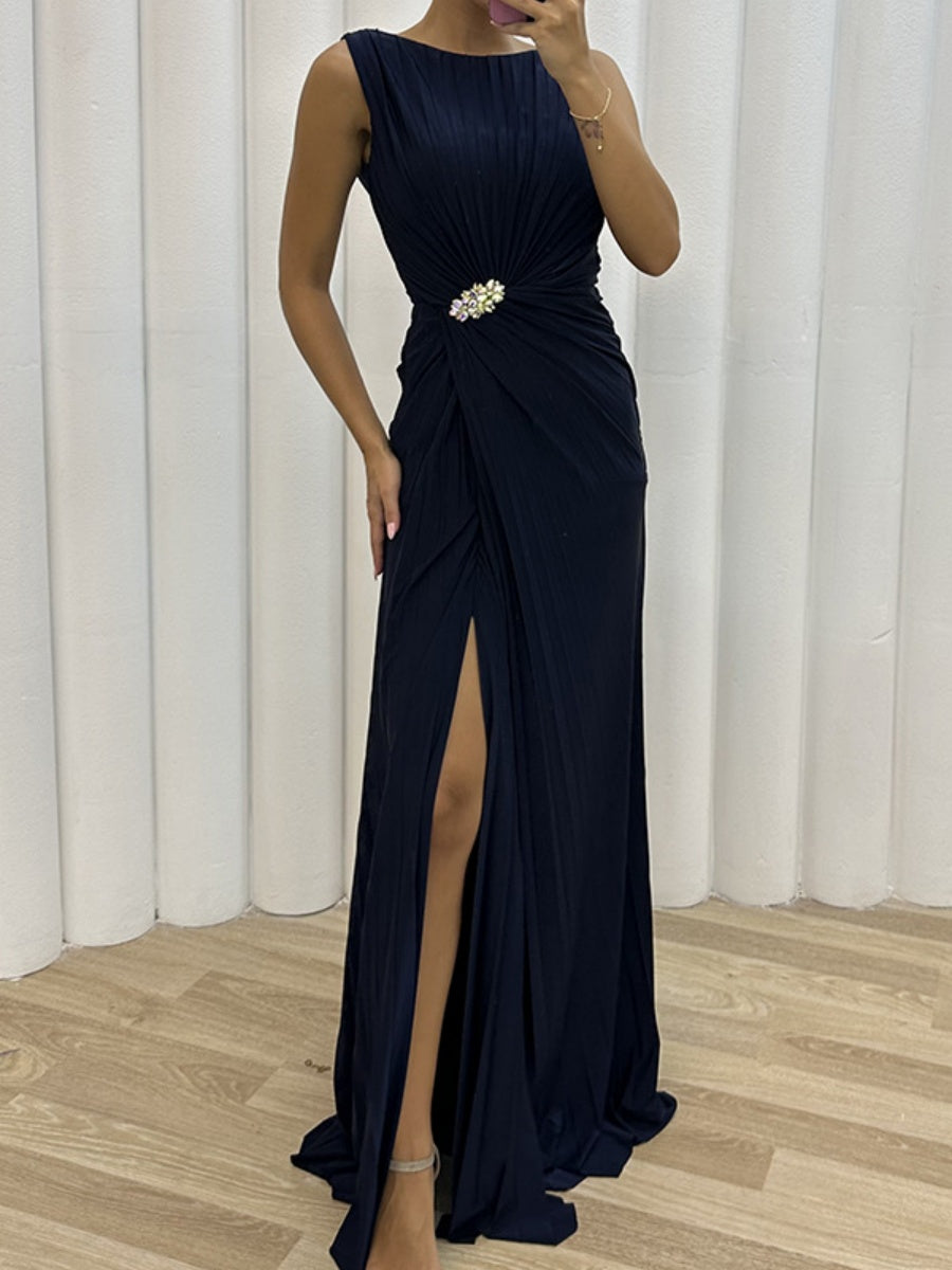 Crimp Slits Parties Maxi Dresses