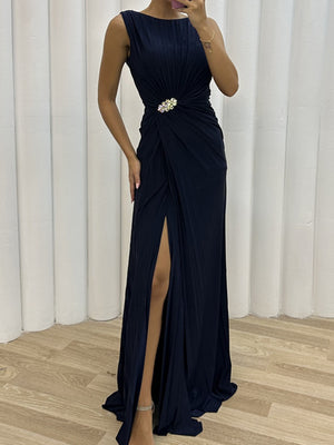 Crimp Slits Parties Maxi Dresses