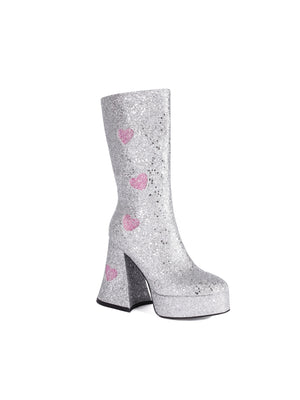 Heart-shaped Platform Mid-calf Boots
