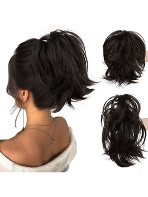 Short, Curled Ponytail Wig With Clip