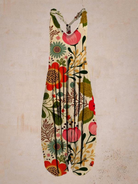 Printed Camisoles Loose-fit Jumpsuits