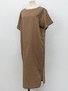 Pure Cotton Solid Color Short-sleeved Midi Dress With Slit
