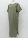 Pure Cotton Solid Color Short-sleeved Midi Dress With Slit