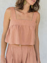 Plain Cotton And Linen Backless Tank Top