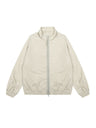 AC Letter Embroidery Stand Collar Zipper Double Layer Loose Jacket