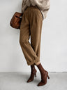 Retro-style Corduroy High-waisted Pocket Casual Trousers