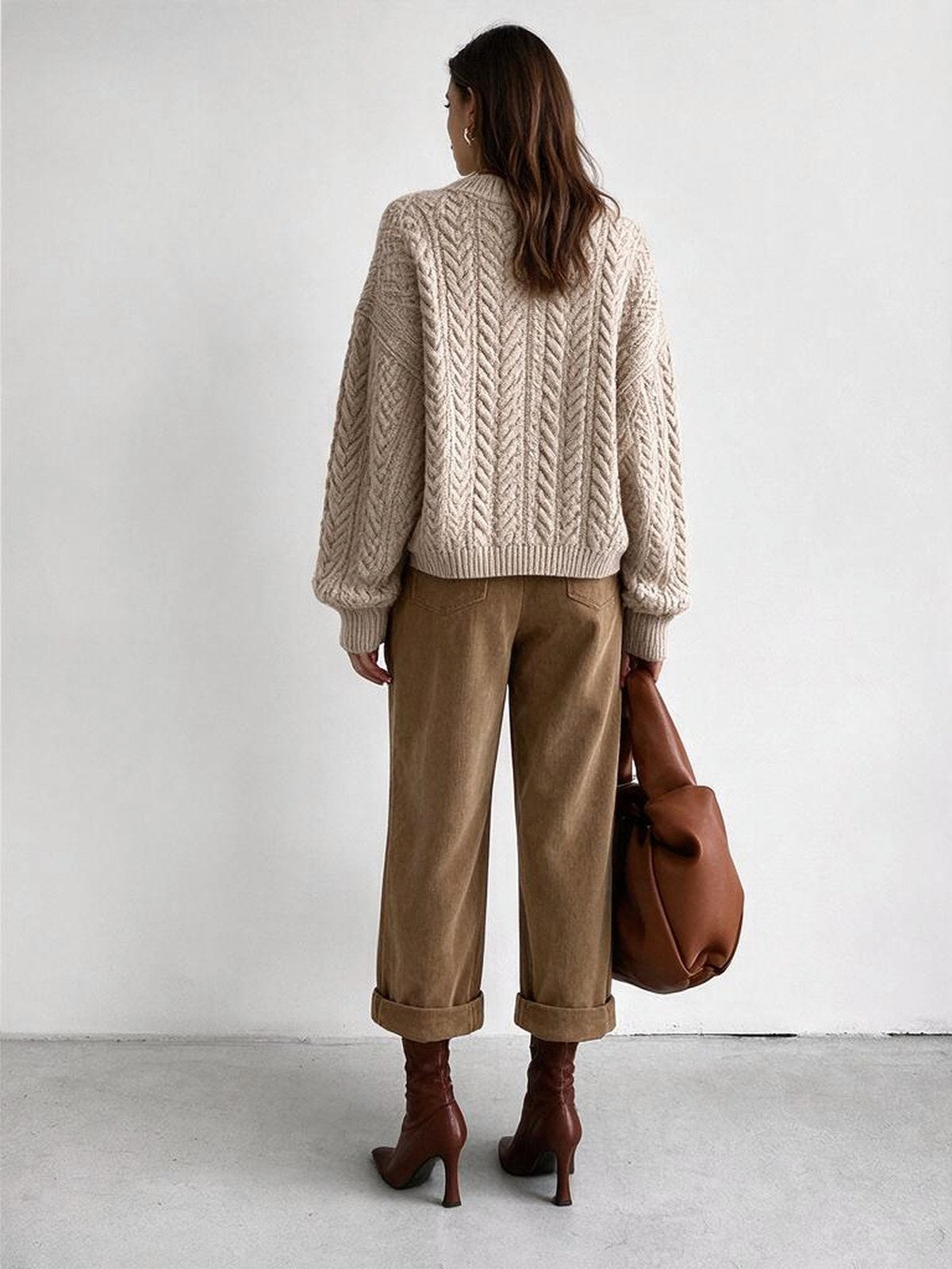 Retro-style Corduroy High-waisted Pocket Casual Trousers