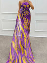 Sloping Shoulders Printed Reunion Maxi Dresses