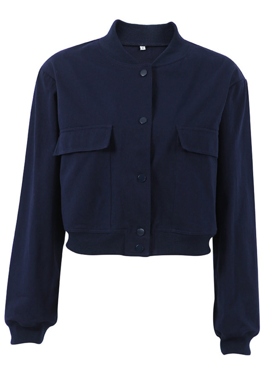 Liber Autumn Women's Baseball uniform Solid Color Jackets