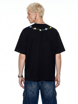 Retro Floral Embroidery T-shirts