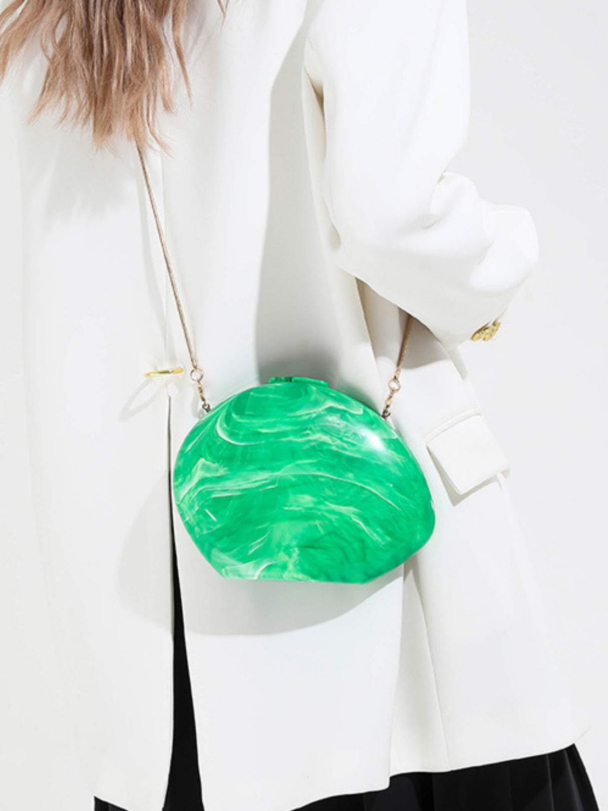 Oval Acrylic Seashell Evening Crossbody Bag