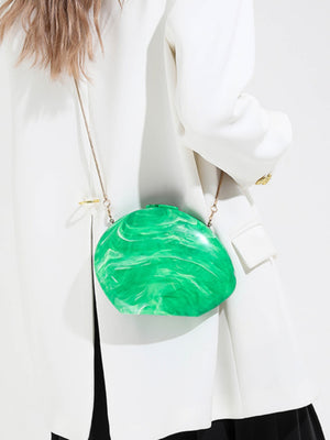 Oval Acrylic Seashell Evening Crossbody Bag