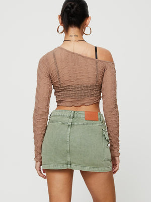 Camouflage Washed Pocket Denim Mini Skirt
