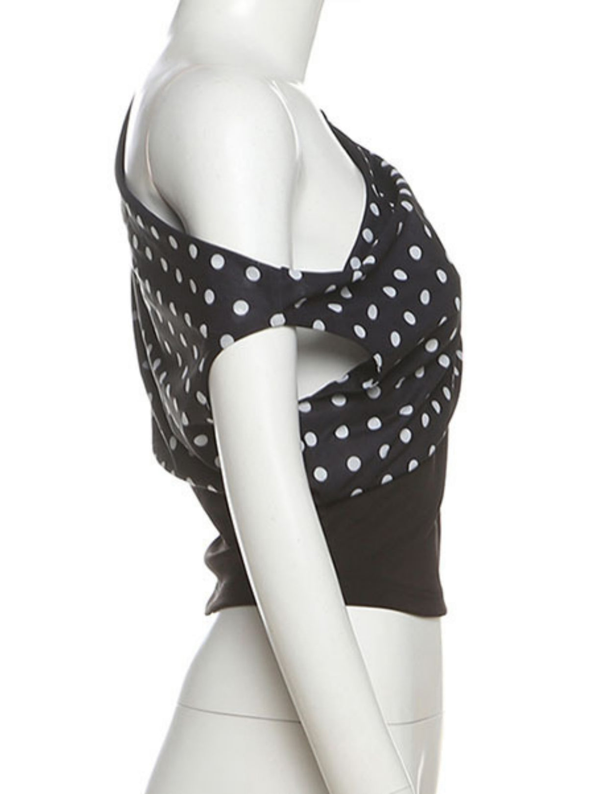 Polka Dots One-shoulder Off-shoulder Cropped Top And Cinched Waist Tank Tops&Camis