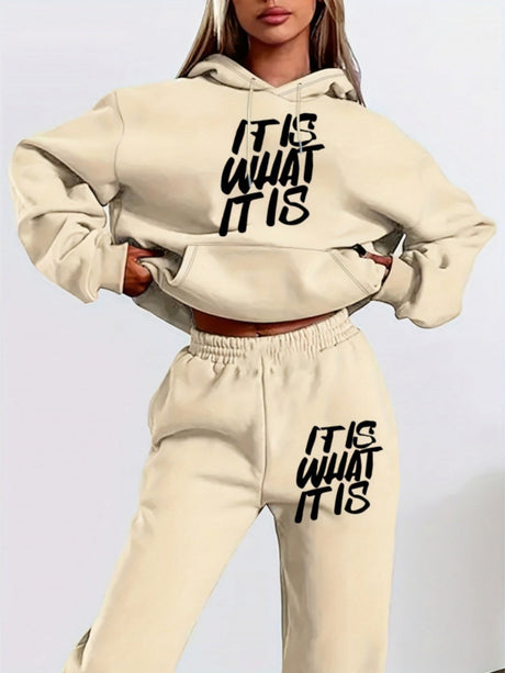 Printed Letter Leisure Hoodies Sweatpants 2-piece Sets
