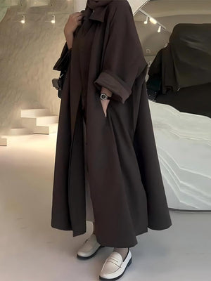 Brown Simple Style Loose Trench Coats