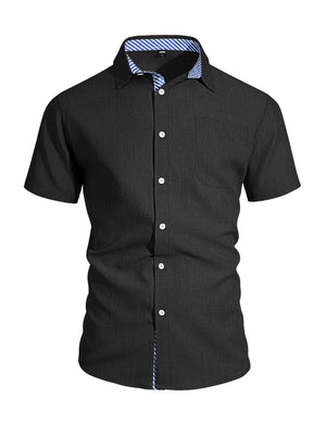 Cotton And Linen Color-blocked Shirts