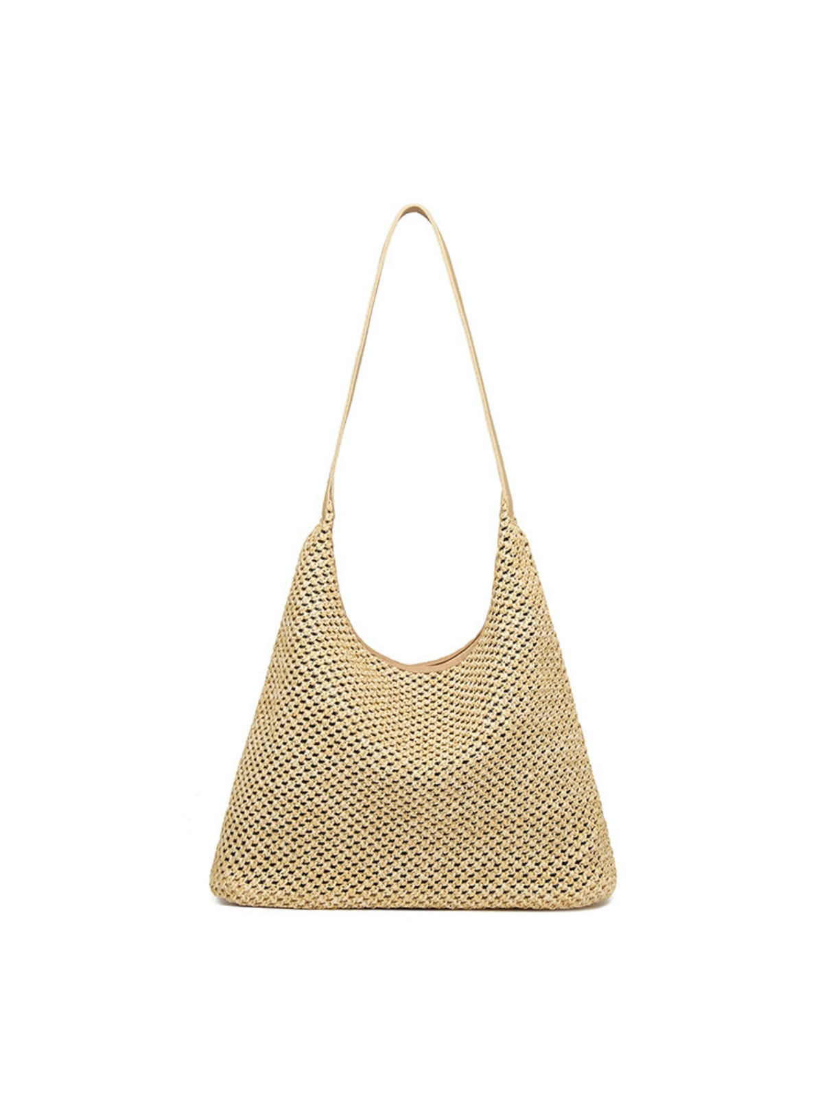 Solid Color Straw Shoulder Bag For Vacation