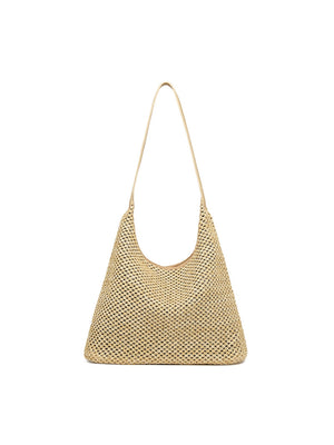 Solid Color Straw Shoulder Bag For Vacation