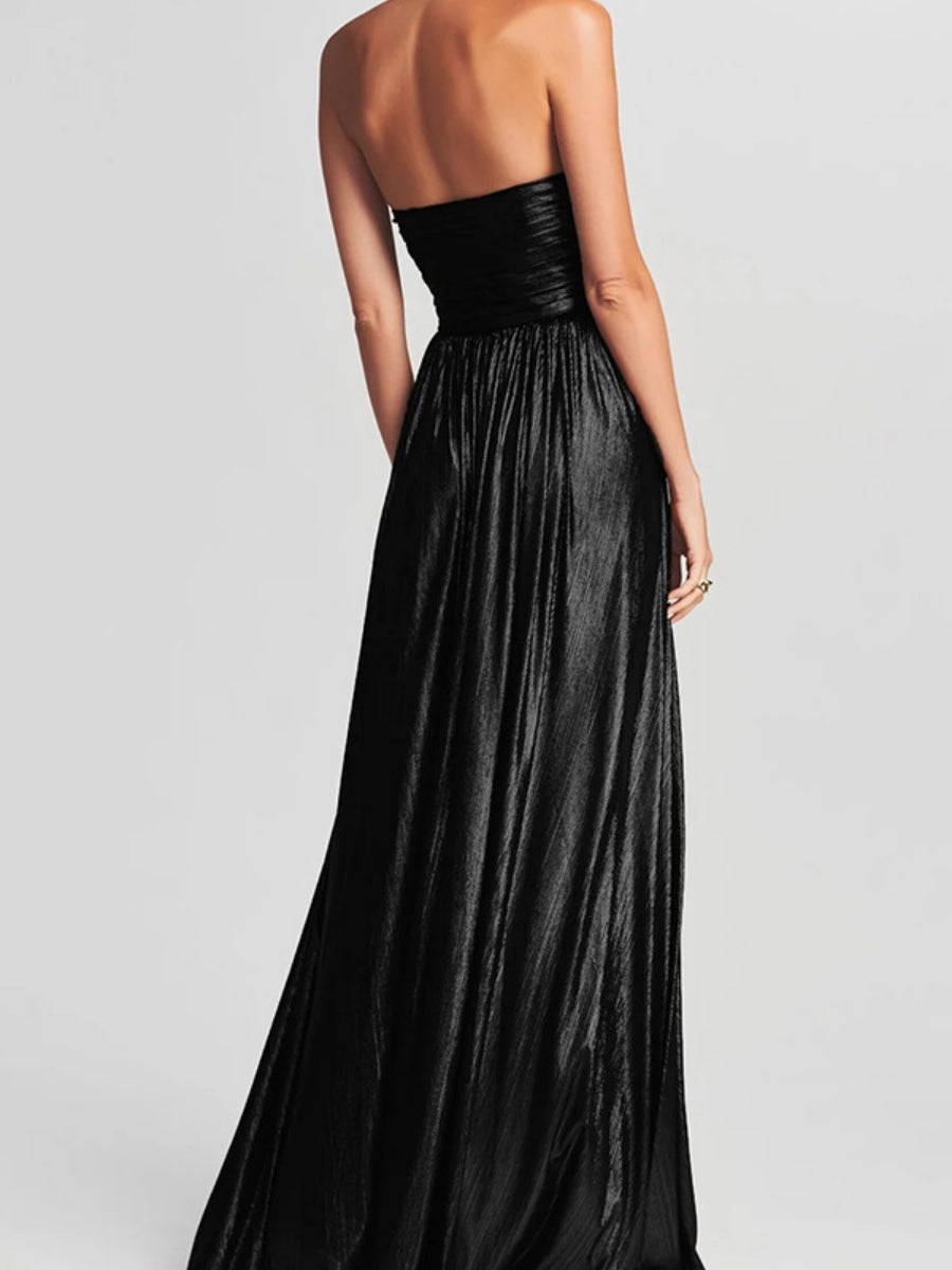 Slit Sleeveless Crimp Evening Dress Maxi Dresses