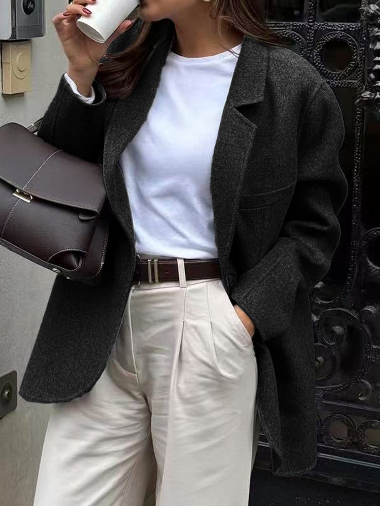 Woolen Lapel Buttons Blazers