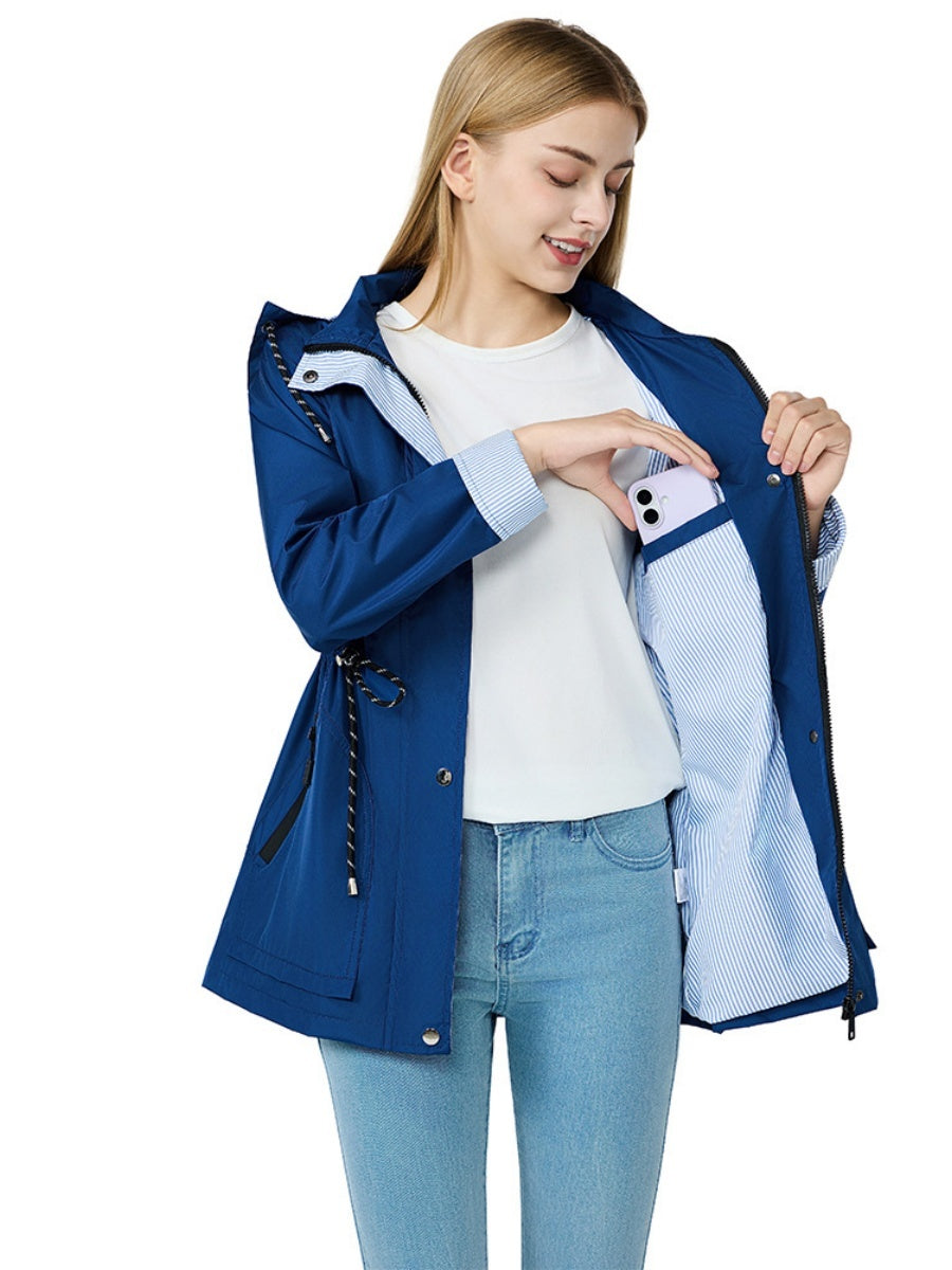 Lightweight Jacket Raincoat Water Proof Mountain Climbing Outdoor Drawstring Windproof Trench Coats
