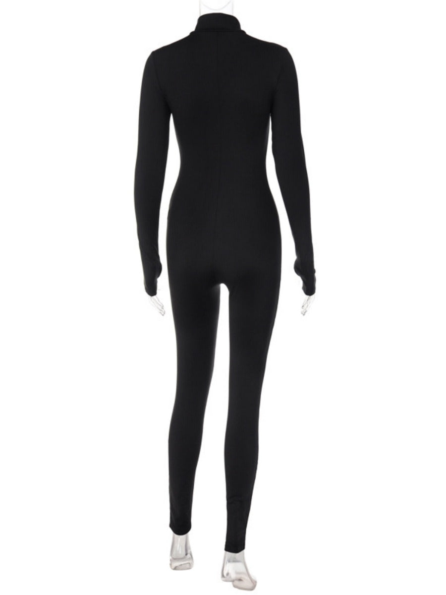 Liber Autumn Women's Zipper Solid Color Bodysuit