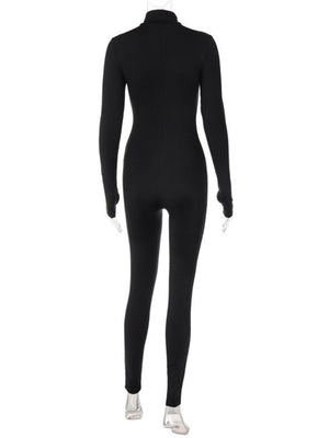 Liber Autumn Women's Zipper Solid Color Bodysuit