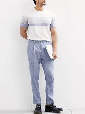 Gradient Stripes Color Matching Slim-fit T-shirts
