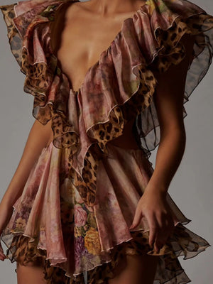 Ruffle Off-shoulder Ruffle Irregular Hem Mini&Short Dresses