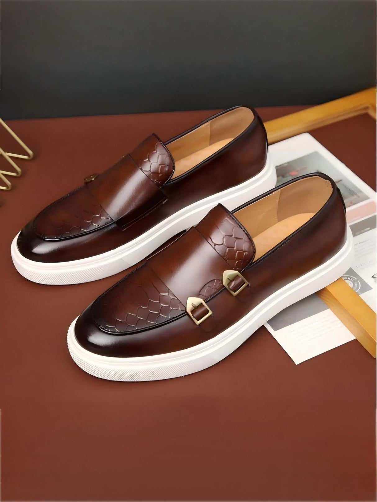 Snakeskin Embossed Slip-on Loafers