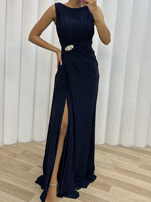 Crimp Slits Parties Maxi Dresses