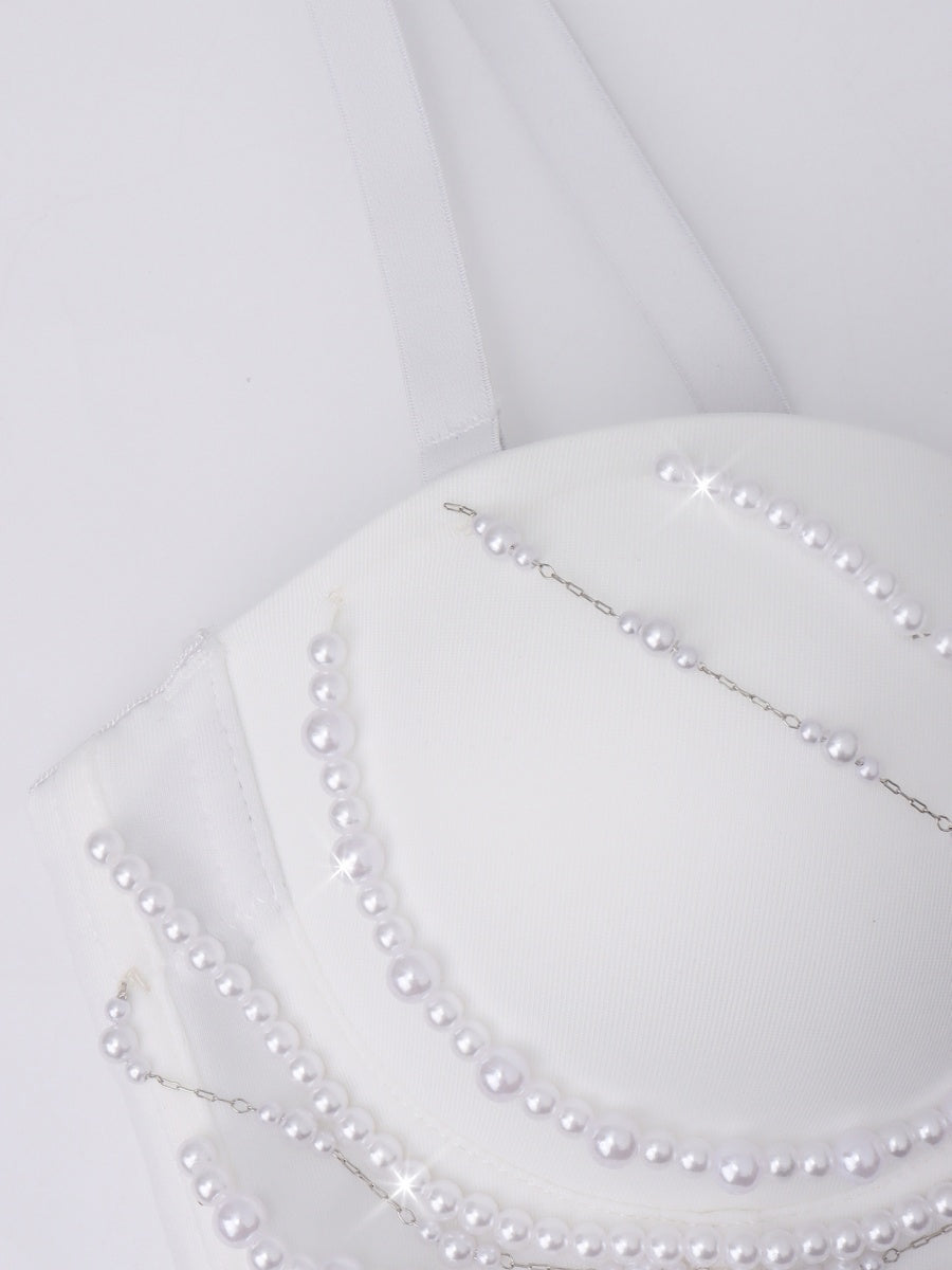 Débardeurs gainants à chaîne et baleines de poisson ornés de strass